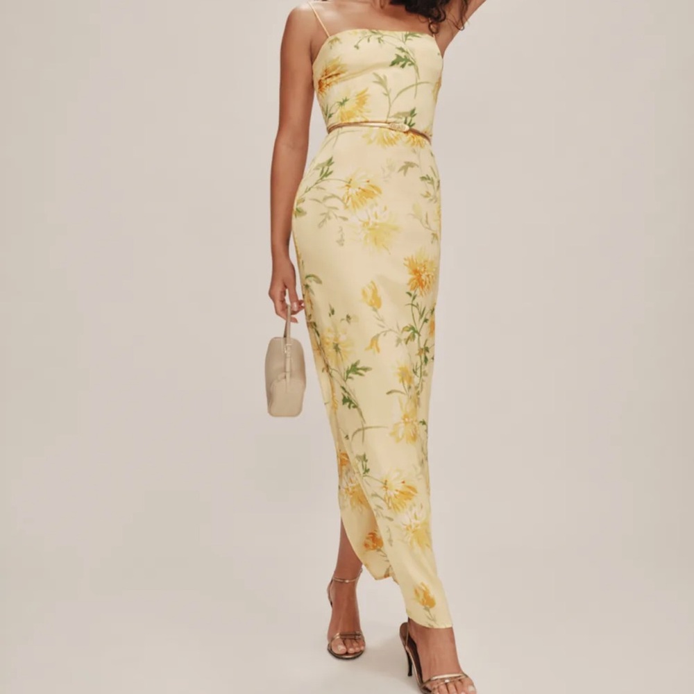 Reformation Yellow Silk Maxi Dress